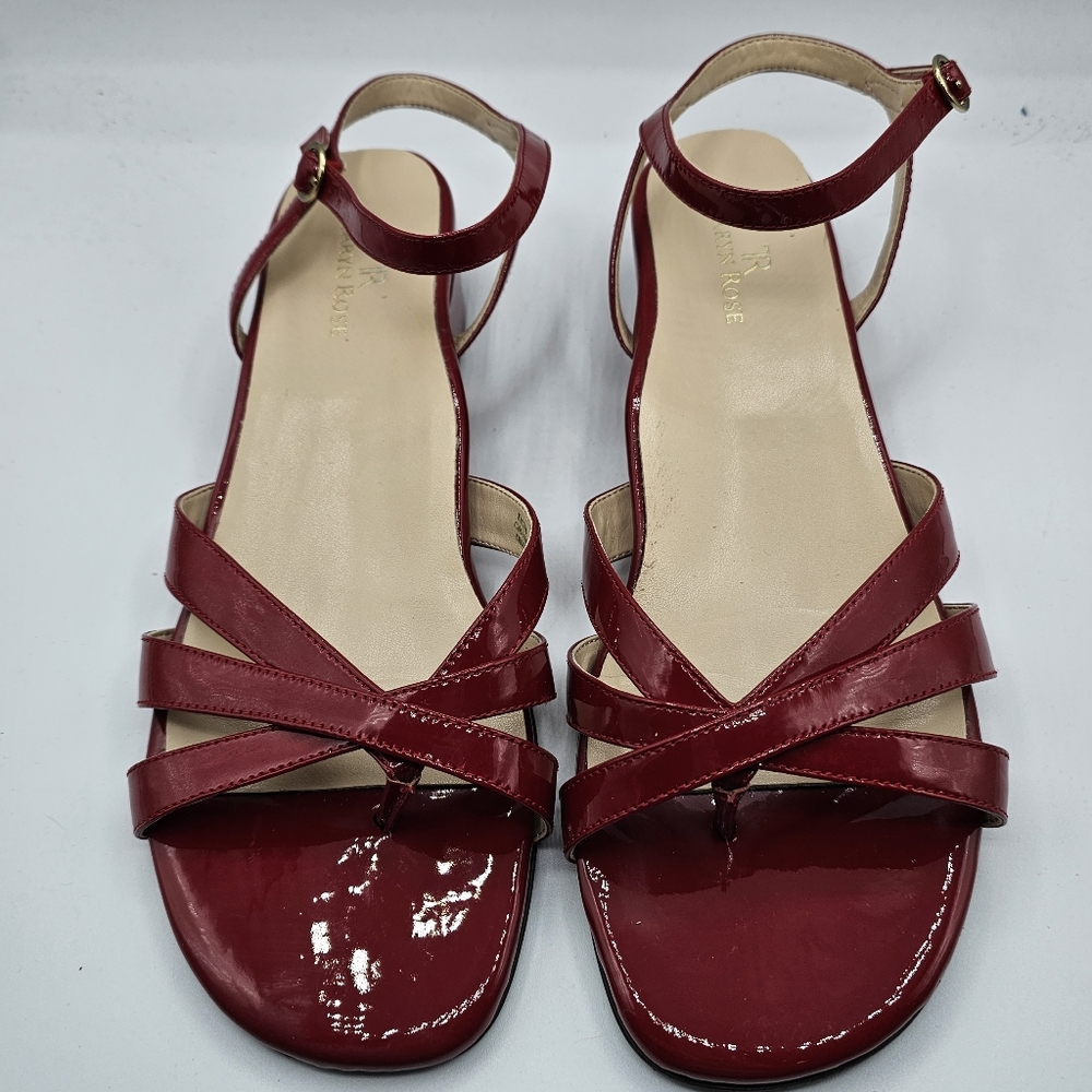 Taryn Rose Kacina Red Patent Strappy Sandal with Ankle Strap